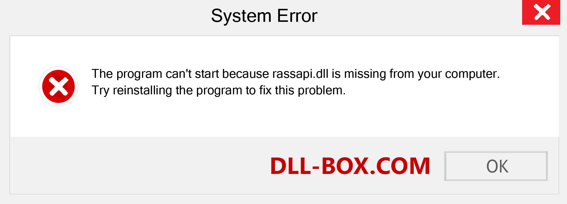  rassapi.dll file is missing?. Download for Windows 7, 8, 10 - Fix  rassapi dll Missing Error on Windows, photos, images